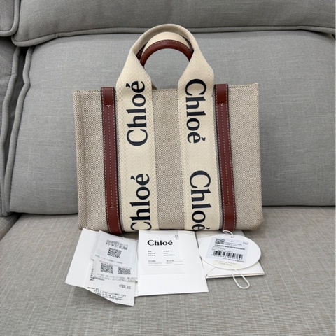 Chloe Woody托特包小款 背帶款 帆布手提包 肩背包 斜背包 焦糖色