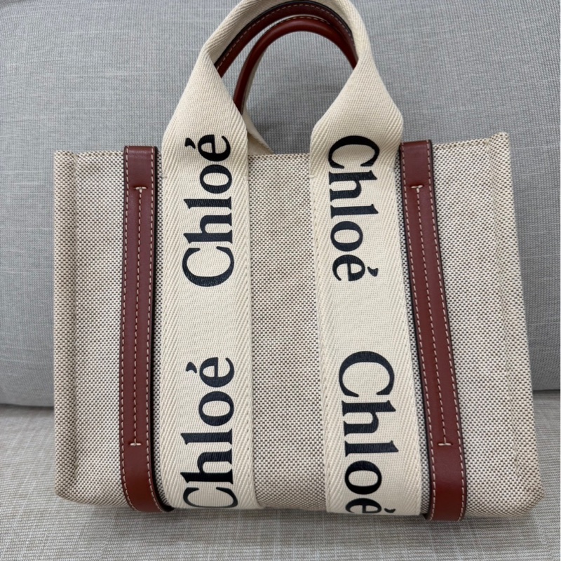 Chloe Woody托特包小款 背帶款 帆布手提包 肩背包 斜背包 焦糖色-7