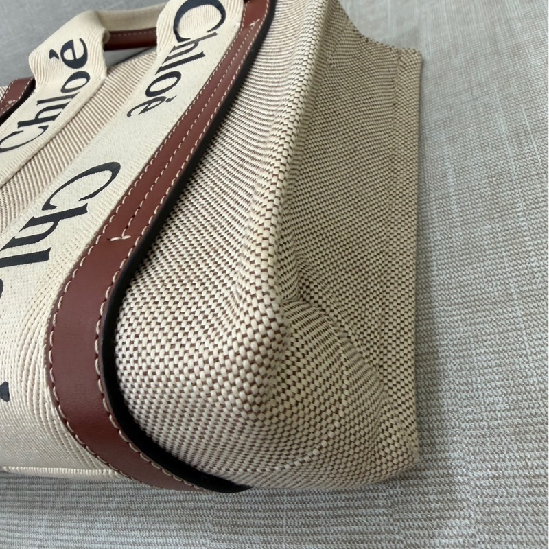 Chloe Woody托特包小款 背帶款 帆布手提包 肩背包 斜背包 焦糖色-11