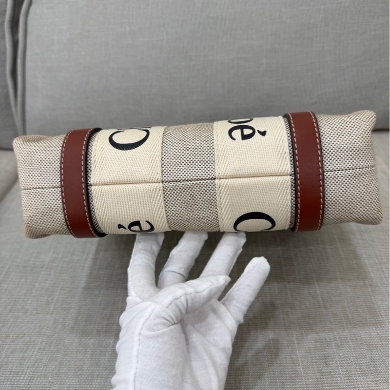 Chloe Woody托特包小款 背帶款 帆布手提包 肩背包 斜背包 焦糖色-15