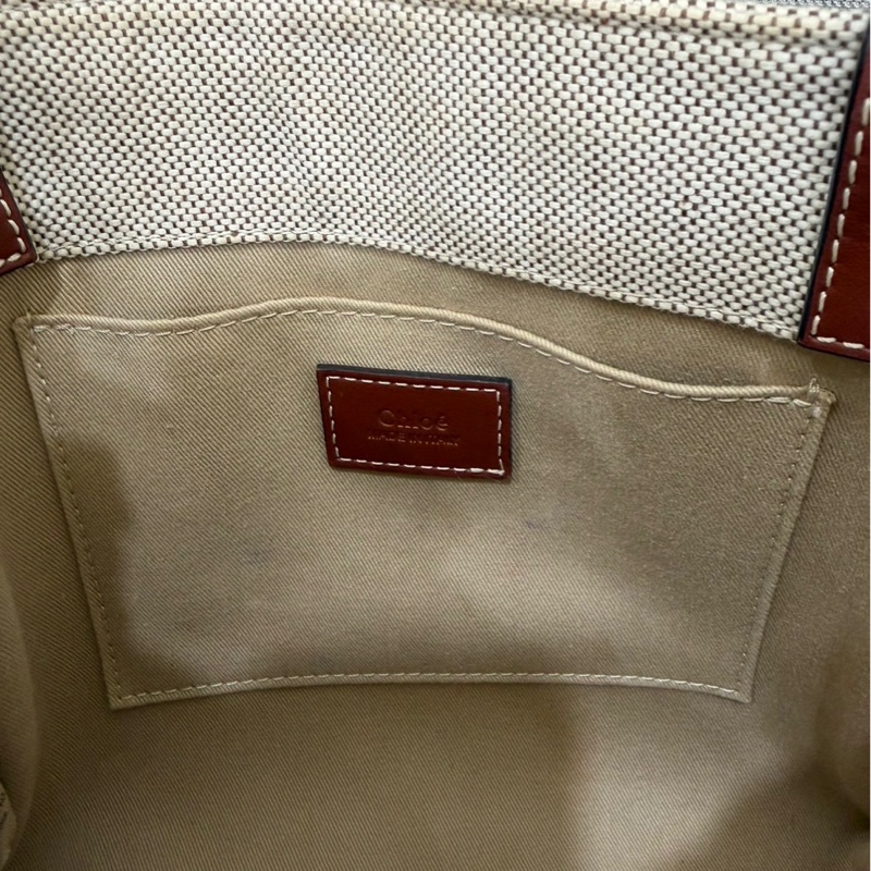 Chloe Woody托特包小款 背帶款 帆布手提包 肩背包 斜背包 焦糖色-22