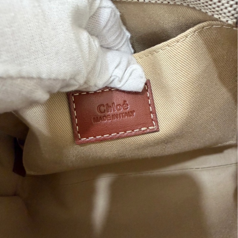 Chloe Woody托特包小款 背帶款 帆布手提包 肩背包 斜背包 焦糖色-39