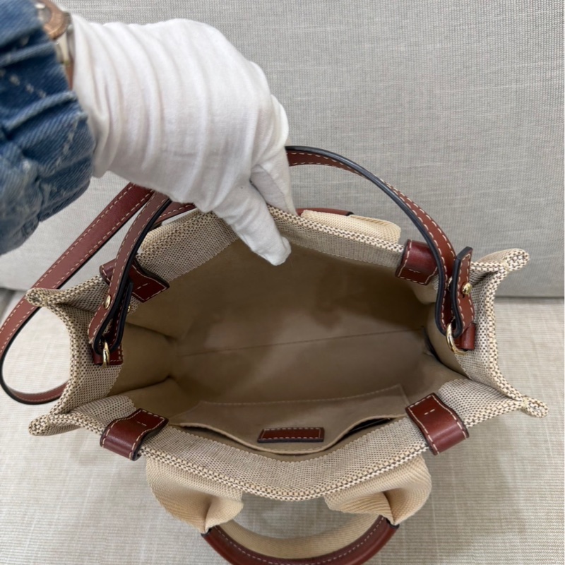 Chloe Woody托特包小款 背帶款 帆布手提包 肩背包 斜背包 焦糖色-40