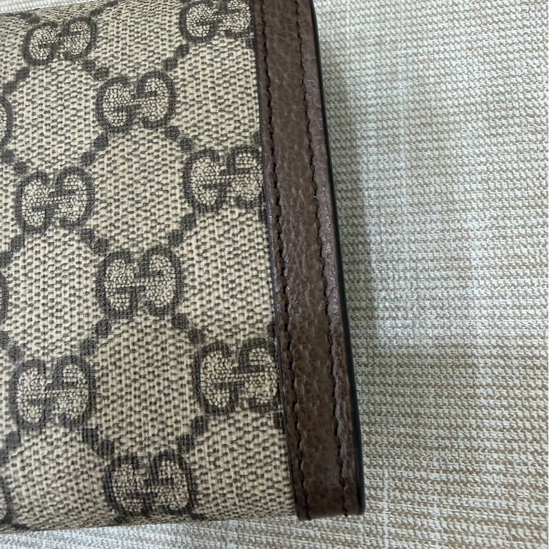 GUCCI Ophidia GG 品牌經典織帶印 花翻蓋釦式長夾(駝/棕)-8