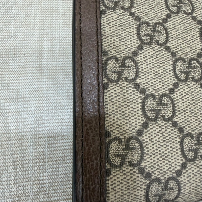 GUCCI Ophidia GG 品牌經典織帶印 花翻蓋釦式長夾(駝/棕)-9