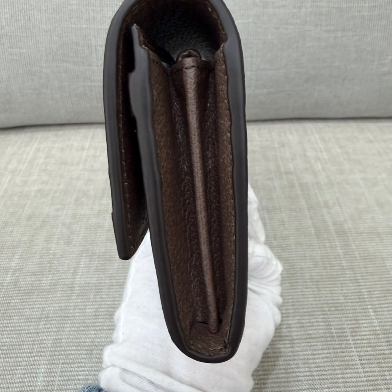 GUCCI Ophidia GG 品牌經典織帶印 花翻蓋釦式長夾(駝/棕)-10