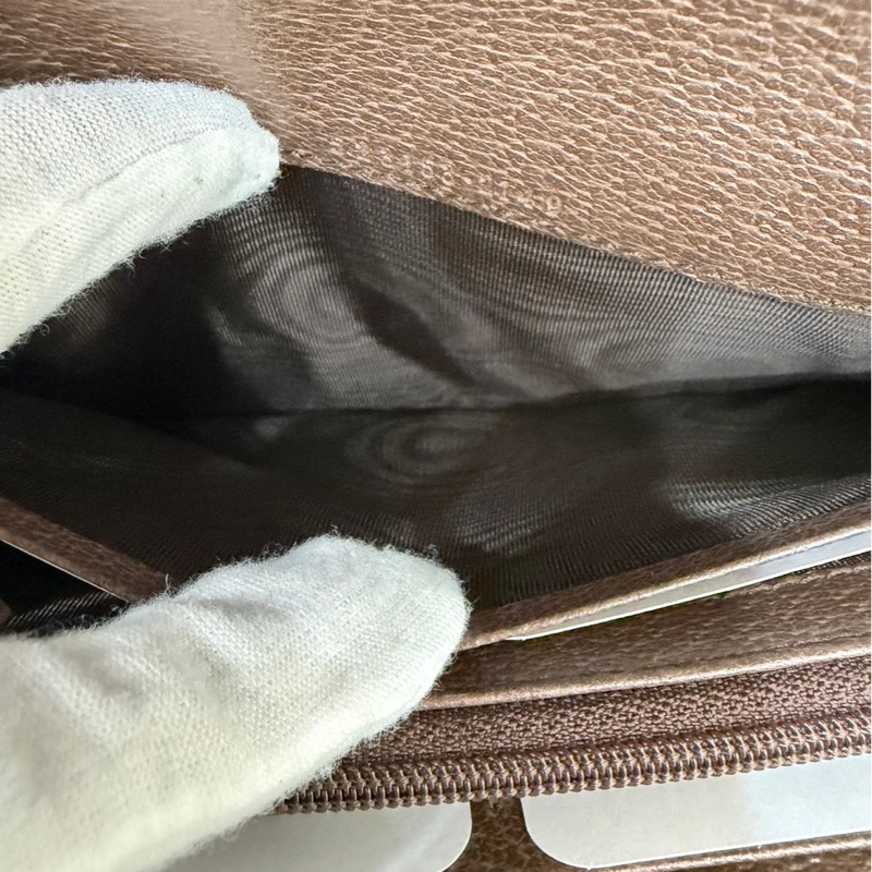 GUCCI Ophidia GG 品牌經典織帶印 花翻蓋釦式長夾(駝/棕)-17