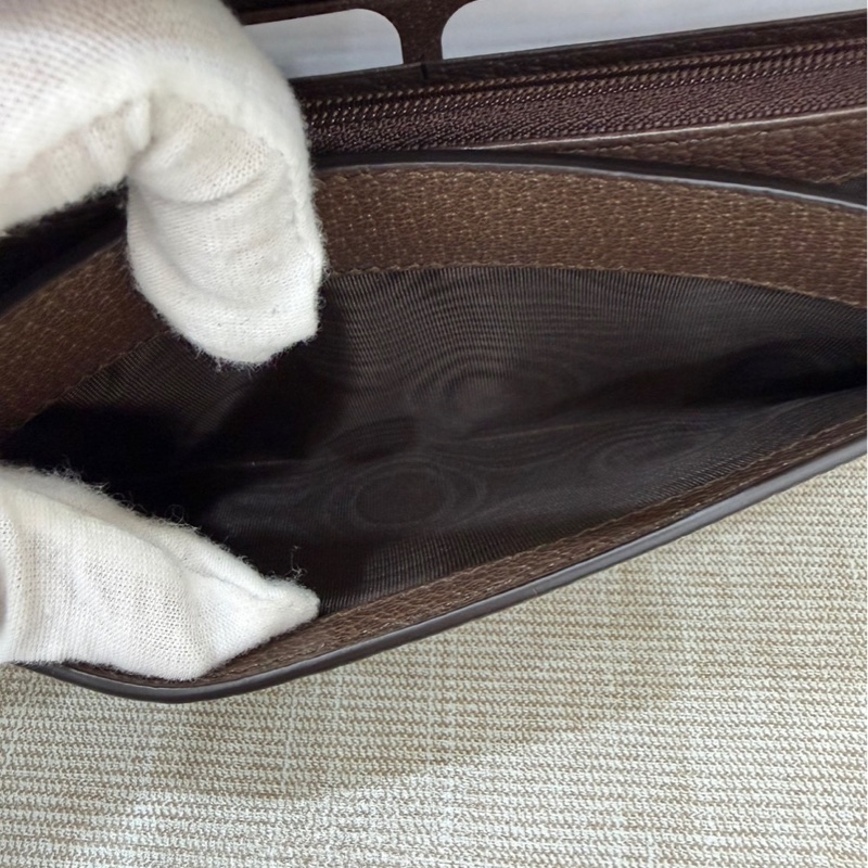 GUCCI Ophidia GG 品牌經典織帶印 花翻蓋釦式長夾(駝/棕)-18