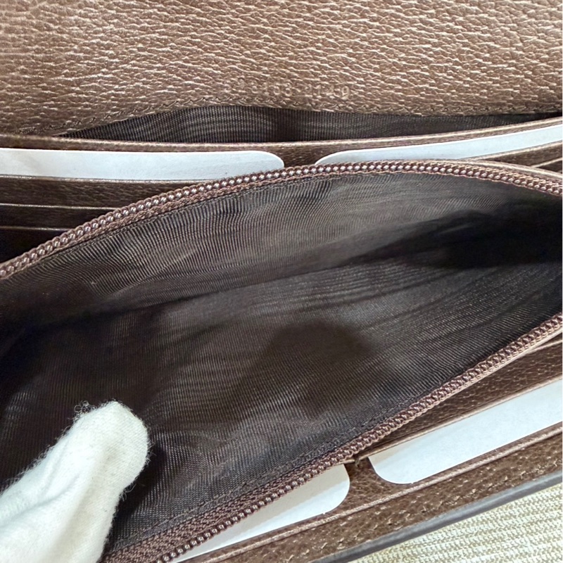 GUCCI Ophidia GG 品牌經典織帶印 花翻蓋釦式長夾(駝/棕)-19