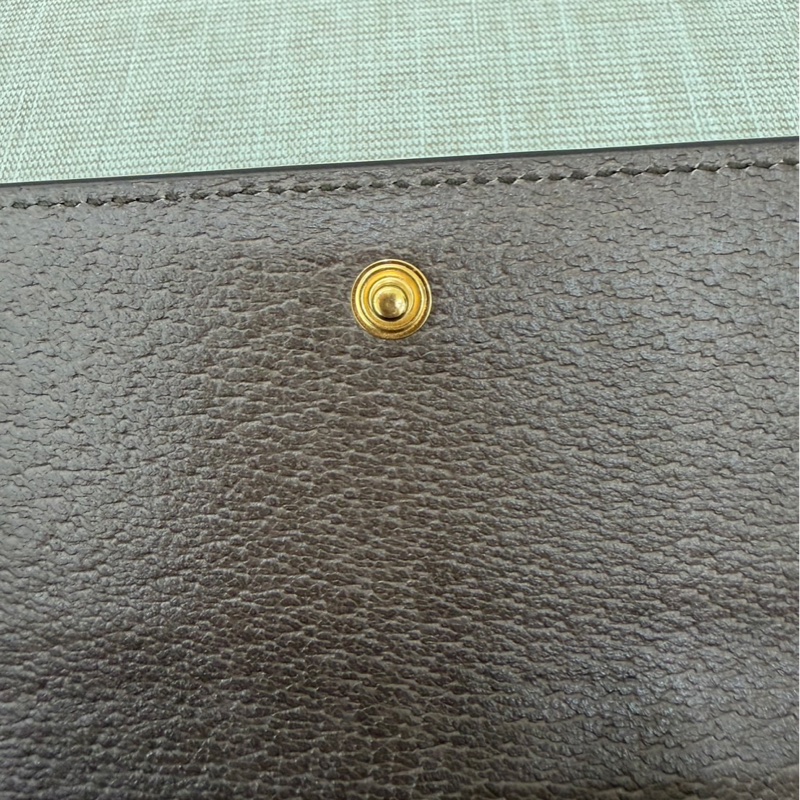 GUCCI Ophidia GG 品牌經典織帶印 花翻蓋釦式長夾(駝/棕)-24