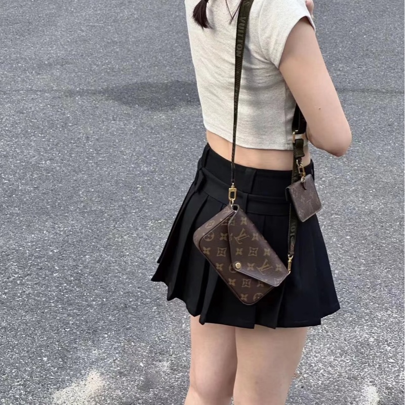 LV M80091 Félicie Strap & Go經典花紋織帶斜背包(附可拆式卡片零錢包)-1