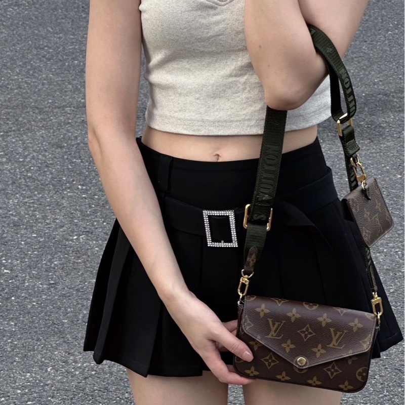 LV M80091 Félicie Strap & Go經典花紋織帶斜背包(附可拆式卡片零錢包)-2