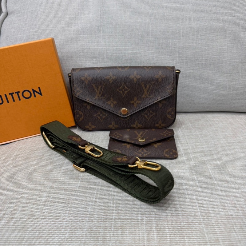 LV M80091 Félicie Strap & Go經典花紋織帶斜背包(附可拆式卡片零錢包)-3