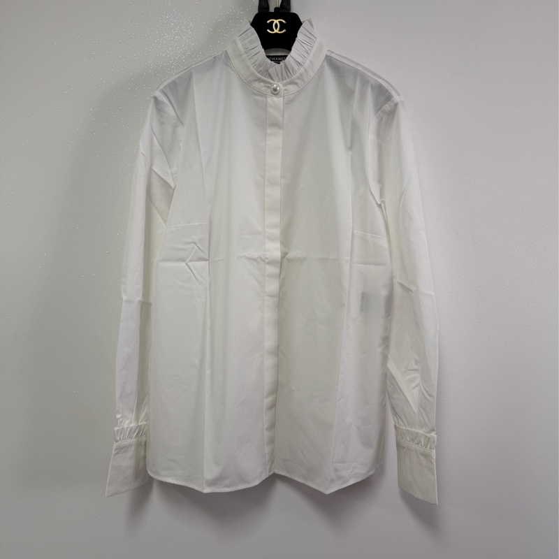 Chanel 員工服 襯衫 荷葉邊領36碼 100%純棉-0