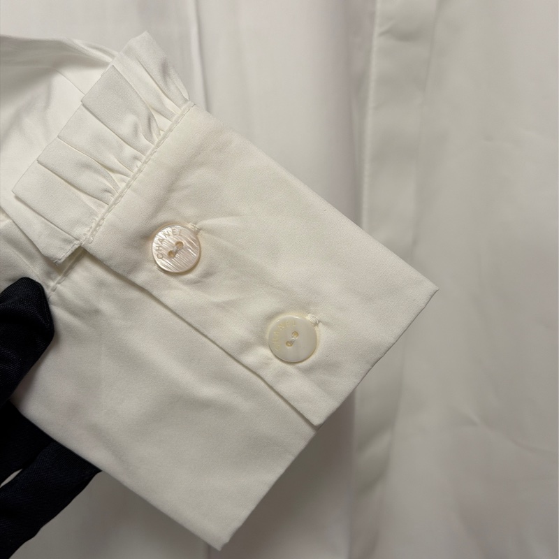 Chanel 員工服 襯衫 荷葉邊領36碼 100%純棉-2