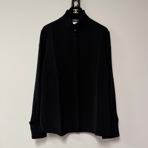Chanel 員工 襯衫 荷葉邊領 36碼 類絲質材質