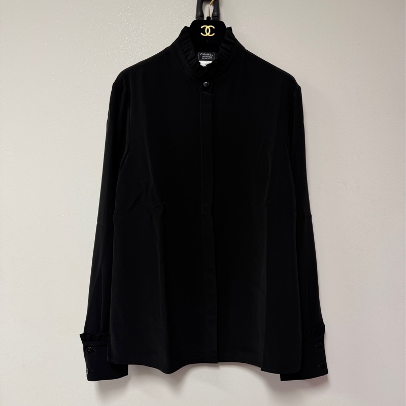 Chanel 員工 襯衫 荷葉邊領 36碼 類絲質材質-0