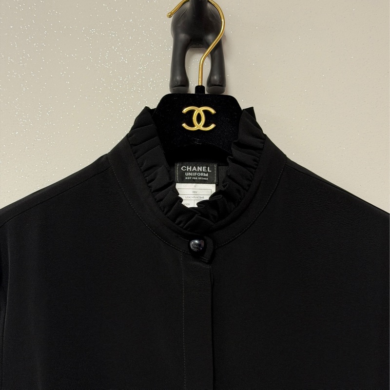 Chanel 員工 襯衫 荷葉邊領 36碼 類絲質材質-1