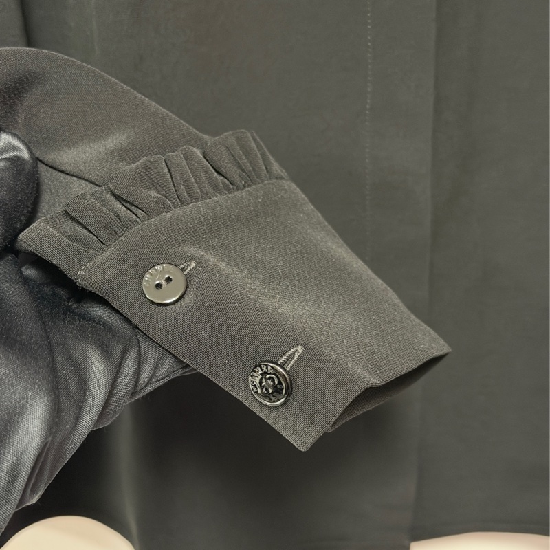 Chanel 員工 襯衫 荷葉邊領 36碼 類絲質材質-3