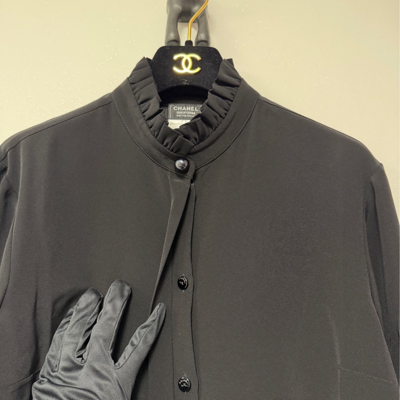 Chanel 員工 襯衫 荷葉邊領 36碼 類絲質材質-4