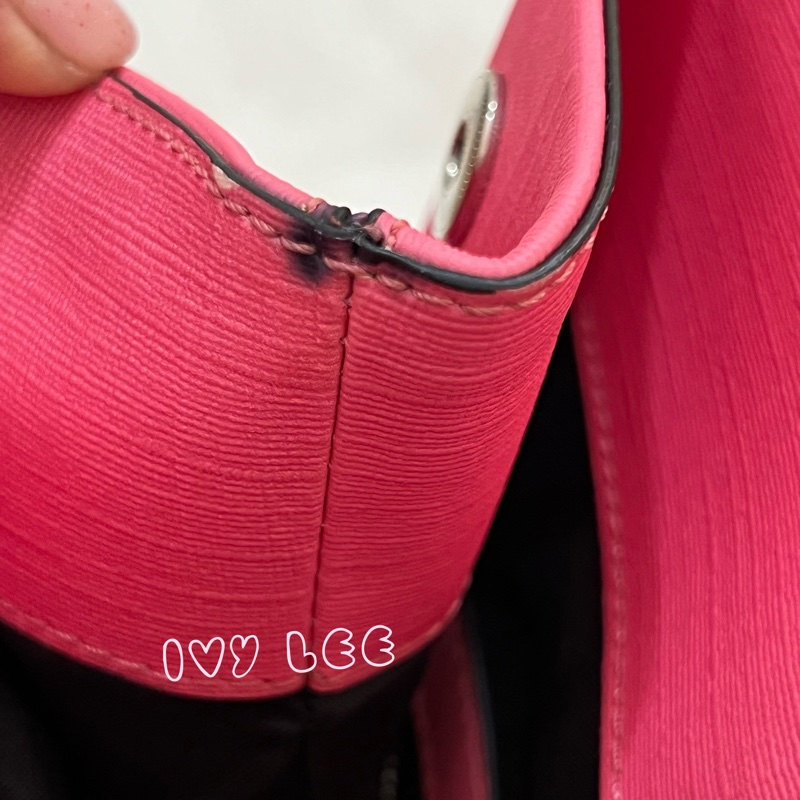 Moschino 經典盪鞦韆泰迪熊 Swing Bear 兩用托特包 粉色/防刮皮 斜背 手提 正品 二手精品-9