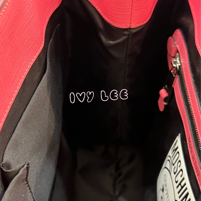 Moschino 經典盪鞦韆泰迪熊 Swing Bear 兩用托特包 粉色/防刮皮 斜背 手提 正品 二手精品-15