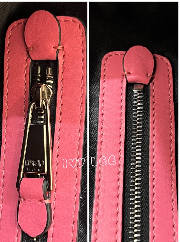 Moschino 經典盪鞦韆泰迪熊 Swing Bear 兩用托特包 粉色/防刮皮 斜背 手提 正品 二手精品-25