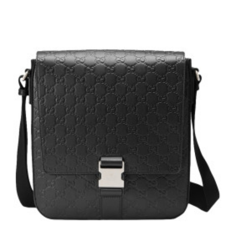 Gucci Signature 黑色扣鎖掀蓋斜側背包406368-CWCBX-1000-6