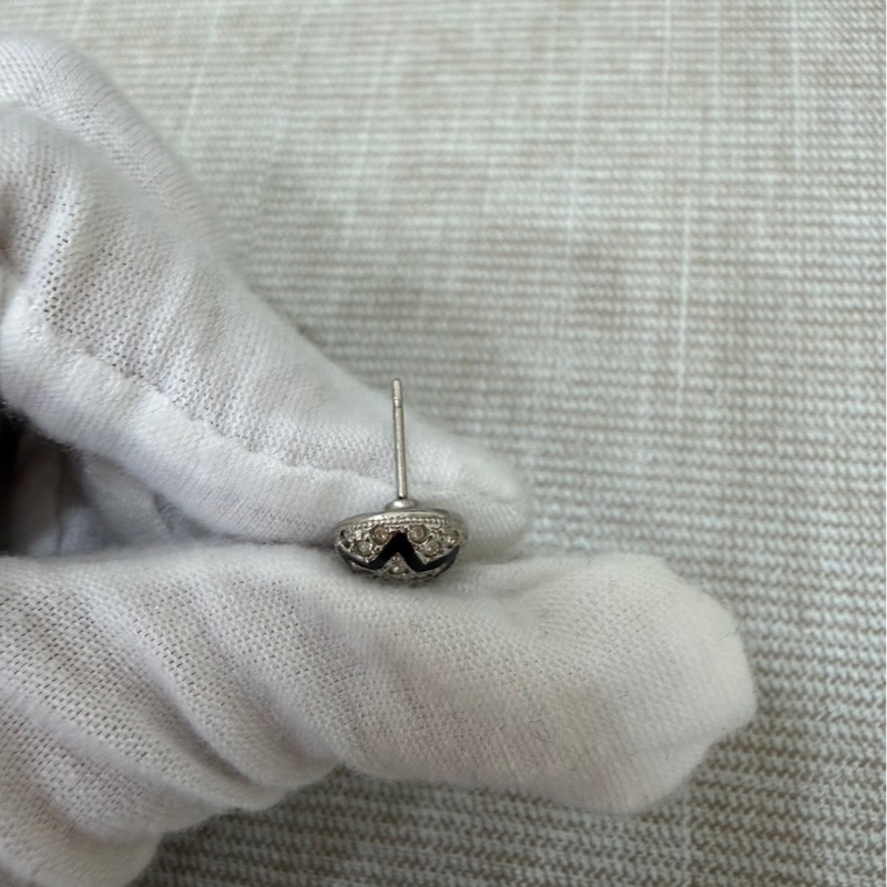 香奈兒 𝑪𝒉𝒂𝒏𝒆𝒍 23K黑色琺瑯滿鑽星星雙C耳釘-19