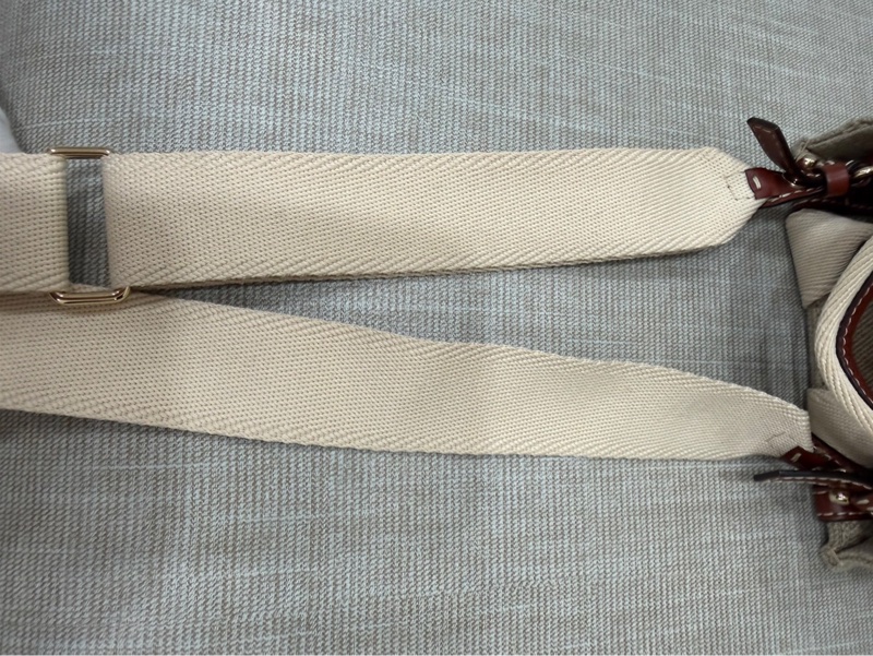 Chloe’ 蔻依 Woody North South 亞麻帆布皮革飾邊直立手提/斜背包(咖啡色)-23