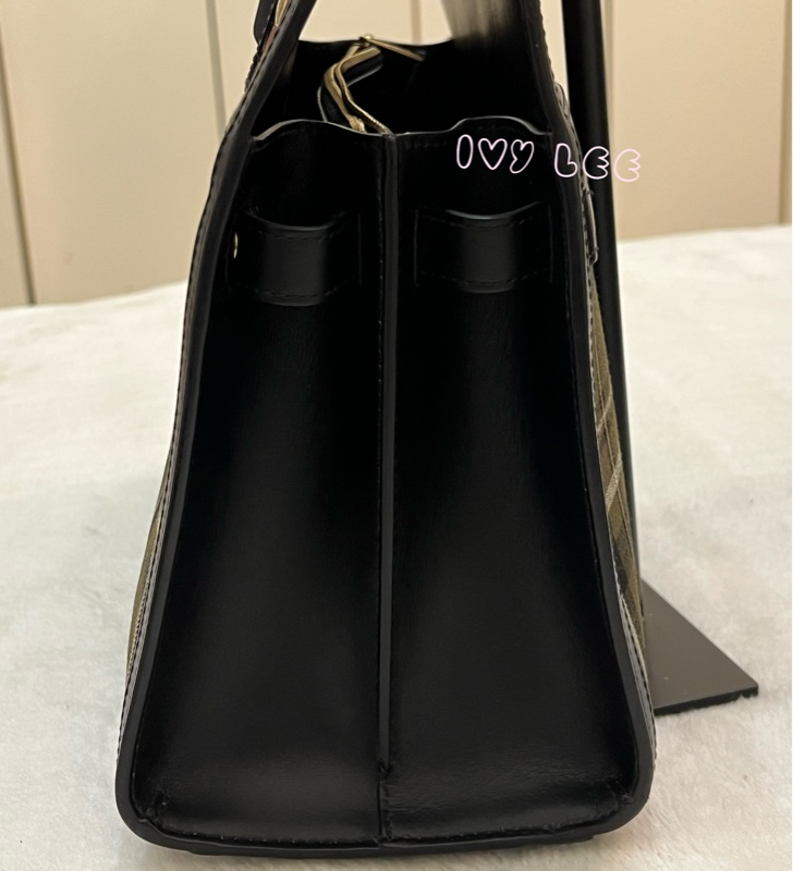 Burberry 綠色帆布皮革雙提手格紋手提包 斜背包 肩背包 棕色 黑色 8035823 正品 二手精品-4