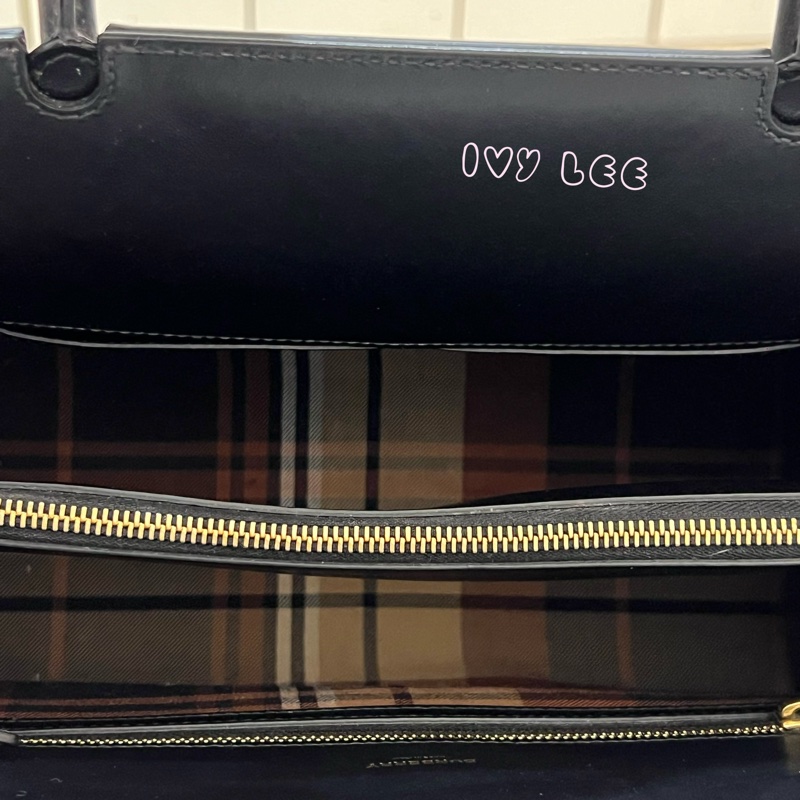 Burberry 綠色帆布皮革雙提手格紋手提包 斜背包 肩背包 棕色 黑色 8035823 正品 二手精品-8