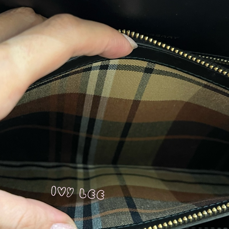 Burberry 綠色帆布皮革雙提手格紋手提包 斜背包 肩背包 棕色 黑色 8035823 正品 二手精品-16