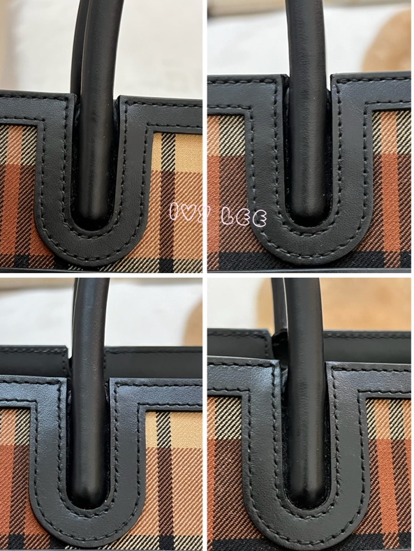 Burberry 綠色帆布皮革雙提手格紋手提包 斜背包 肩背包 棕色 黑色 8035823 正品 二手精品-32