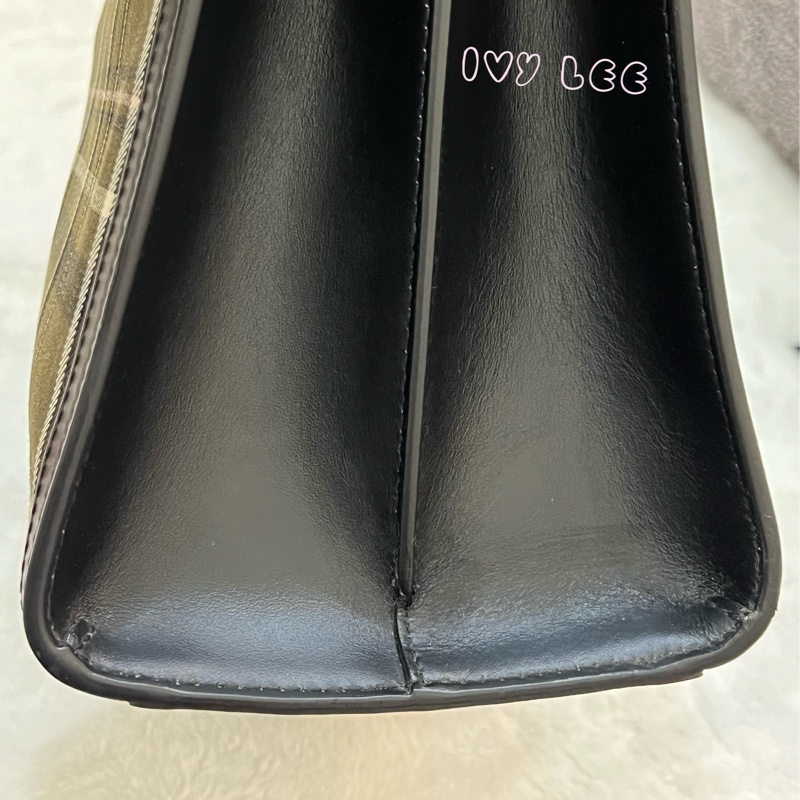 Burberry 綠色帆布皮革雙提手格紋手提包 斜背包 肩背包 棕色 黑色 8035823 正品 二手精品-39