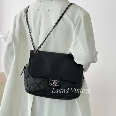 ✨Chanel 黑銀CF 大方胖子 翻蓋鏈條包🖤
