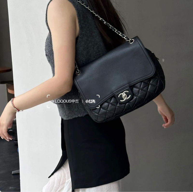 ✨Chanel 黑銀CF 大方胖子 翻蓋鏈條包🖤-1