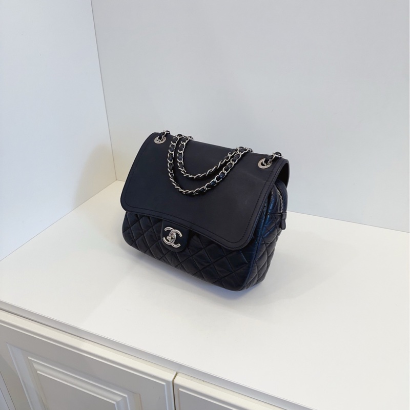 ✨Chanel 黑銀CF 大方胖子 翻蓋鏈條包🖤-6