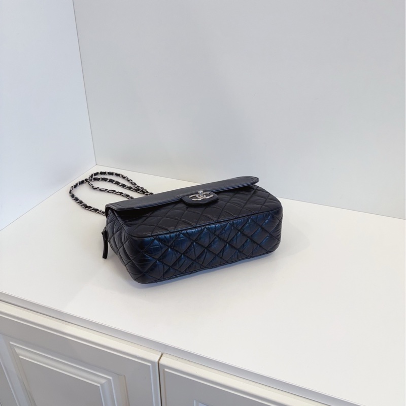 ✨Chanel 黑銀CF 大方胖子 翻蓋鏈條包🖤-7