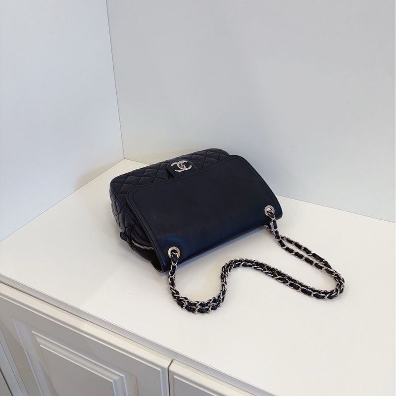 ✨Chanel 黑銀CF 大方胖子 翻蓋鏈條包🖤-9