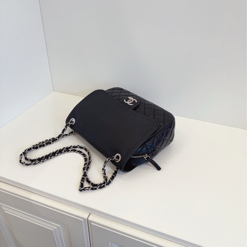 ✨Chanel 黑銀CF 大方胖子 翻蓋鏈條包🖤-10