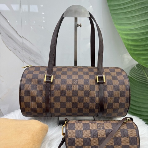 LV路易威登/Louis Vuitton棋盤格巴比龍帶子代圓筒子母包