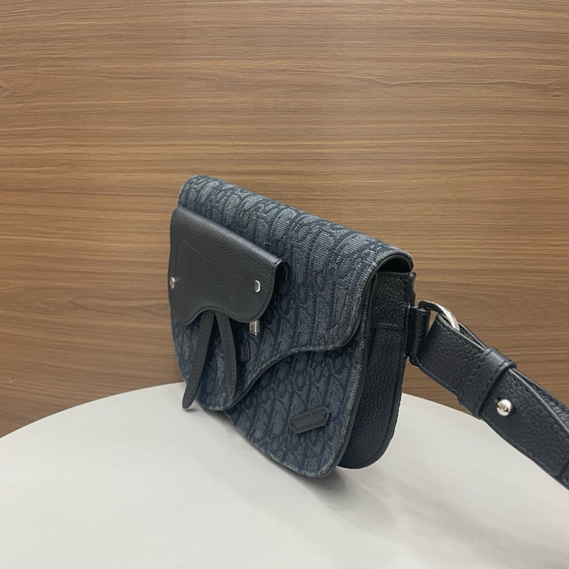 迪奧｜刺繡馬鞍包 藍黑色全套-2