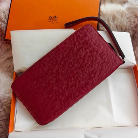 【近新閒置品】Hermes長款錢包愛馬仕Azap石榴紅X刻長款錢包長夾護照