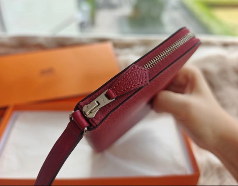 【近新閒置品】Hermes長款錢包愛馬仕Azap石榴紅X刻長款錢包長夾護照-2