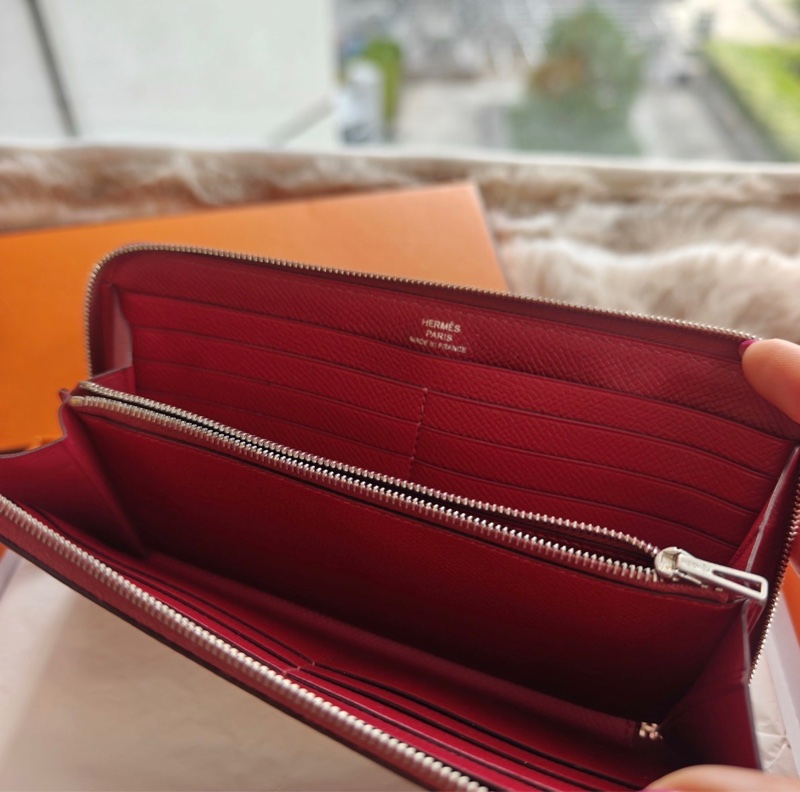 【近新閒置品】Hermes長款錢包愛馬仕Azap石榴紅X刻長款錢包長夾護照-3