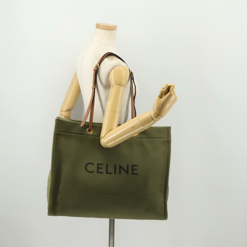 【日本直送】CELINE 帆布托特包 綠色金色 Auth fm5192M-20