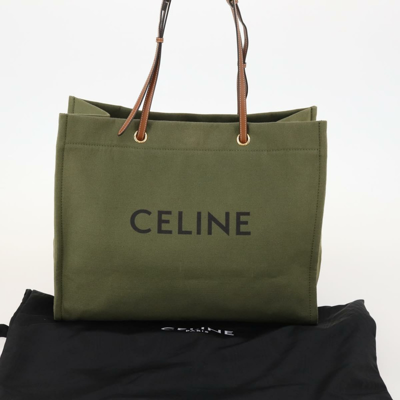 【日本直送】CELINE 帆布托特包 綠色金色 Auth fm5192M-21