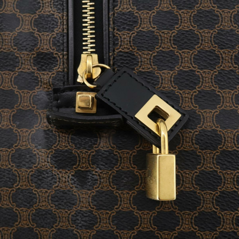 【日本直送】CELINE Macadam帆布波士頓包 PVC皮革 黑色金色 Auth mr2048A-16