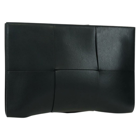 BOTTEGA VENETA MAXI INTRECCIATO 手拿包 皮革 黑色 銀色 正品 BSZ216M